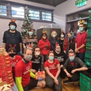 A team of enthusiastic helpers preparing the Christmas meals earlier this week